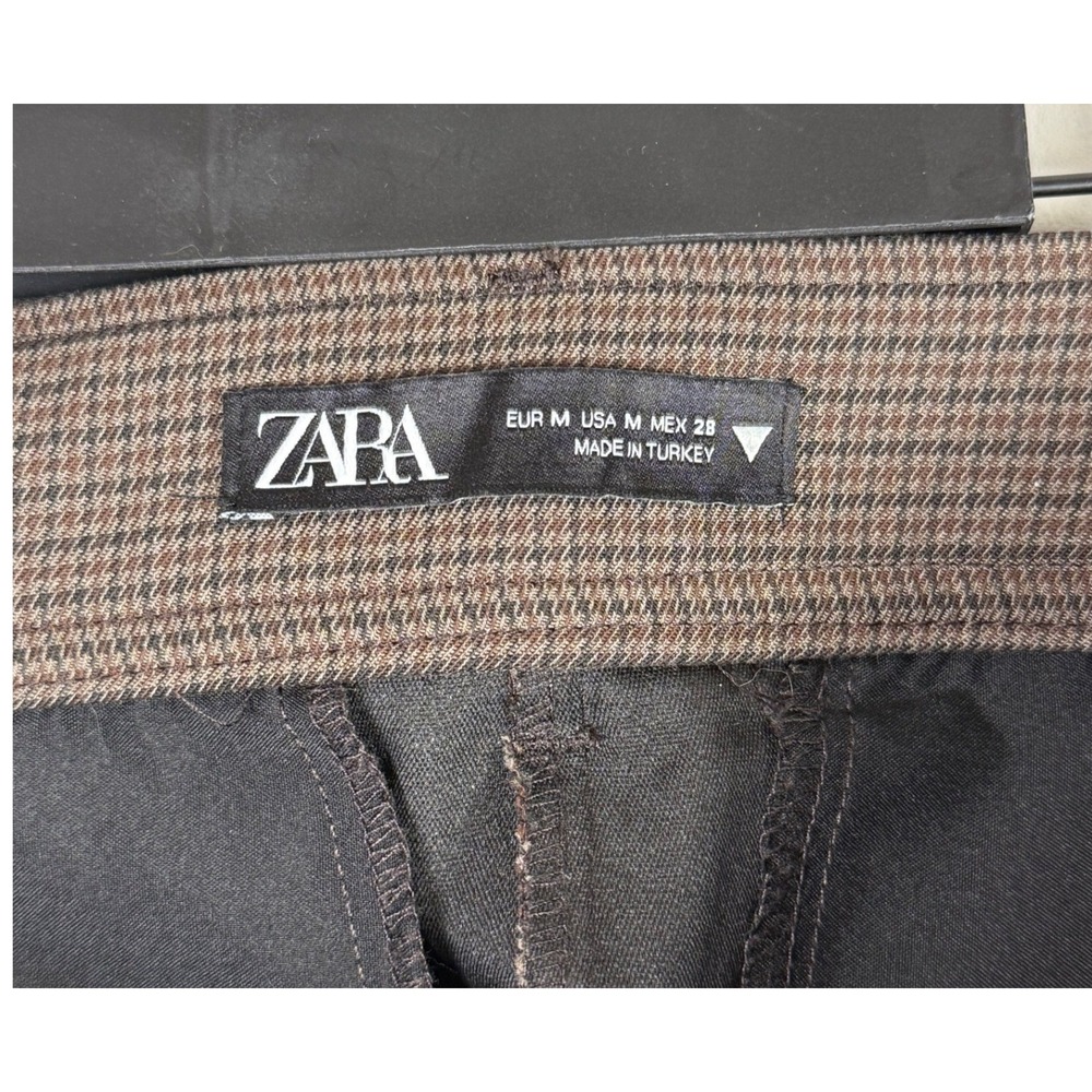 ZARA‎ Brown Houndstooth Belted Shorts Women Size M - Picture 2 of 7